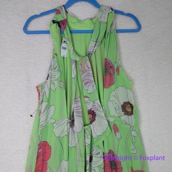New! Express Floral Print Tie Halter Neck Open Back Maxi Dress, size L - Picture 12 of 16